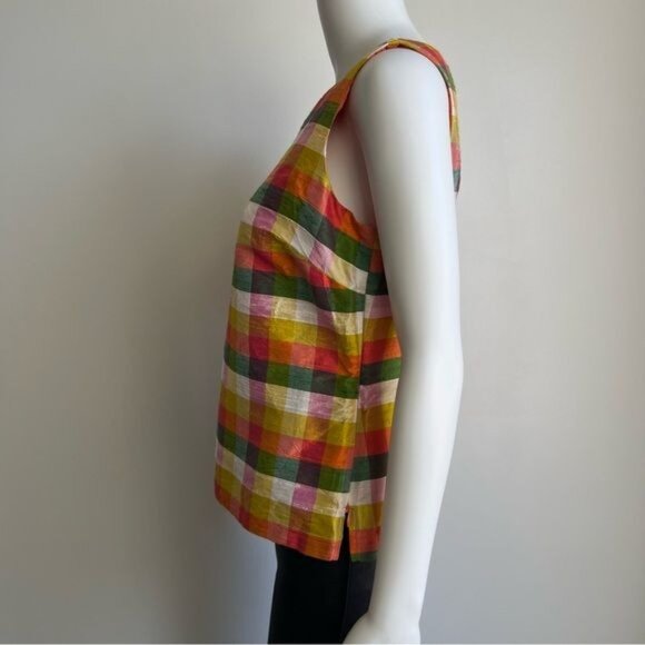 Talbots Summer Gingham Silk Shantung Sleeveless Blouse - 8P - Picture 2 of 5